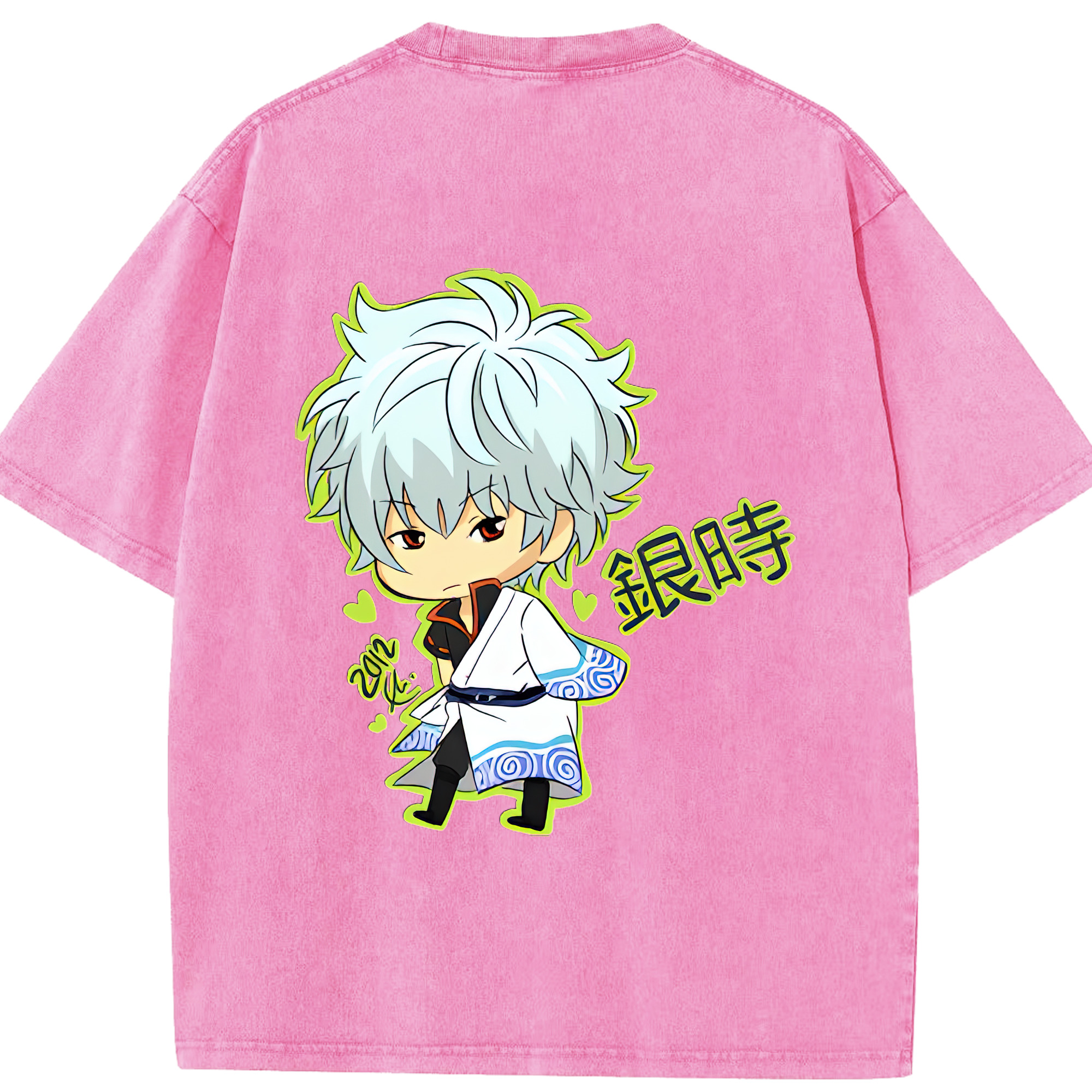 （画像用） ぎんたま 坂田銀時（さかたぎんとき） 神楽 志村新八（しむら しんぱち） GINTAMA Sakata Gintoki Kagura Shimura Shinpachi 綿100% ヴィンテージ風 半袖Tシャツ（背面プリント）
